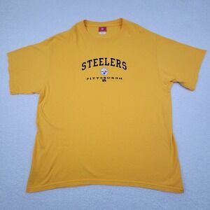 Pittsburgh Steelers Embroidered Short Sleeve Crewneck Shirt Mens XL Yellow Fan